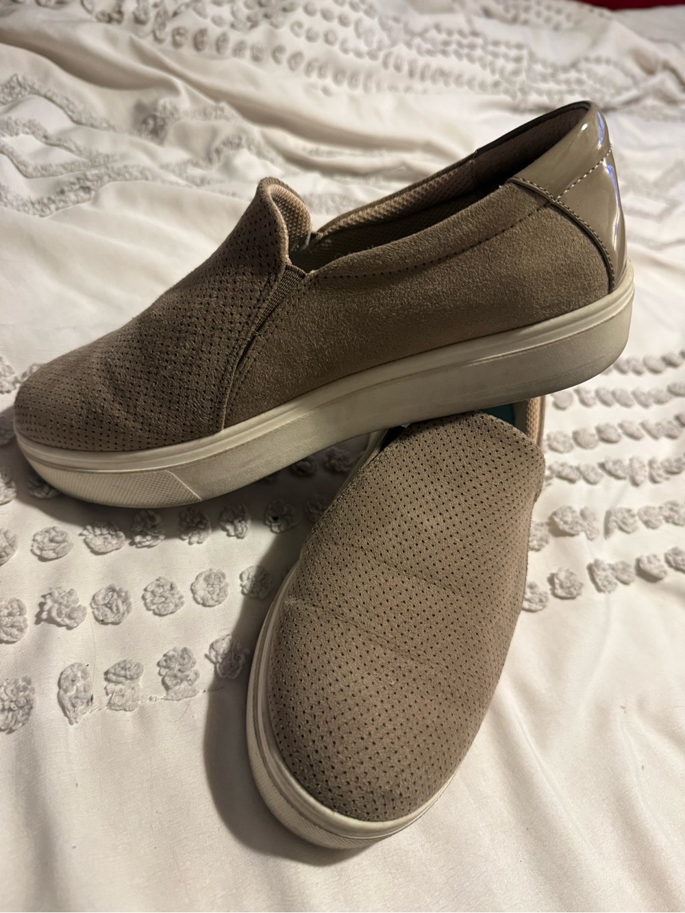 Dr. Scholl's Women's Slip-On Perforated Loafers in Taupe